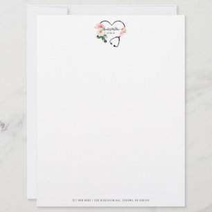 En-tête De Lettre Stéthoscope floral Doula
