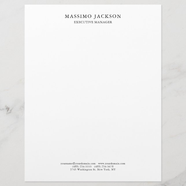 En-tête De Lettre Stylé Classique Simple Blanc Professionnel (Devant)