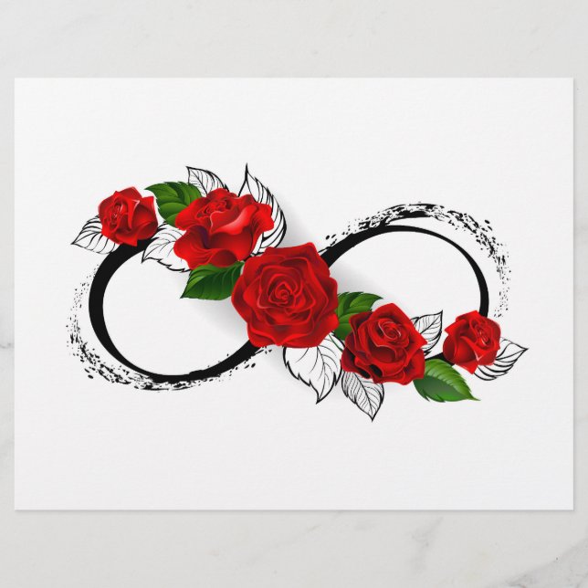 En-tête De Lettre Symbole d'infini avec roses rouges (Devant)