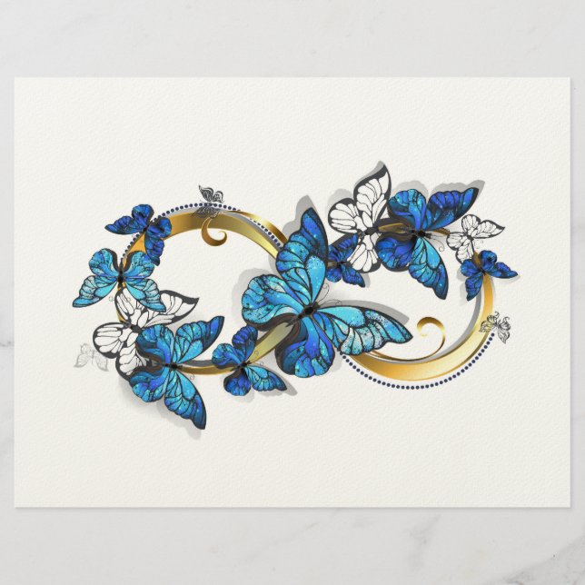 En-tête De Lettre Symbole infini de papillons Morpho bleus (Devant)