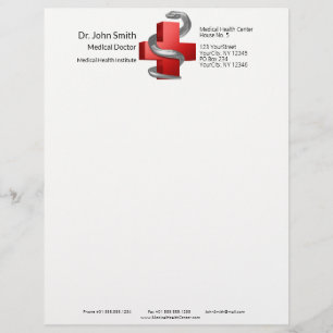 En-tête De Lettre Symbole serpent serpent de la Croix Médicale rouge