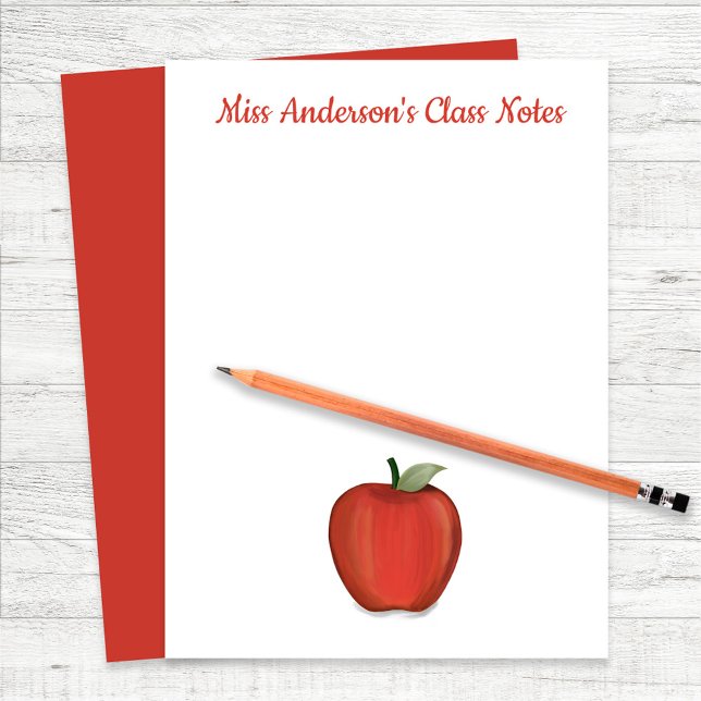 En-tête De Lettre Teacher Classroom Cute personnalisée (Red apple custom teacher paper sheets. Perfect for any classroom.)