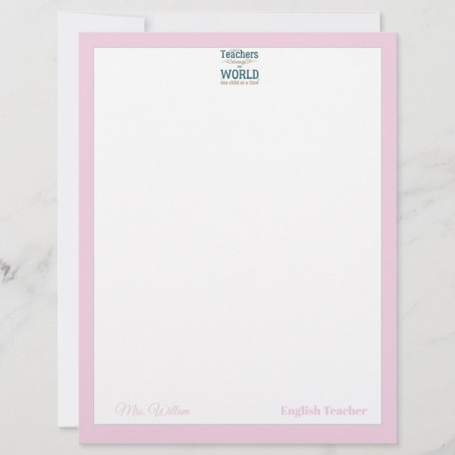 En-tête De Lettre Teacher name elegant quote modern white frame lett (Devant)