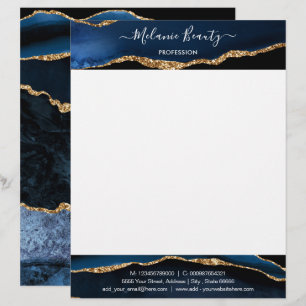 En-tête De Lettre Tête de lettre bleu or marine Personnalisée Votre