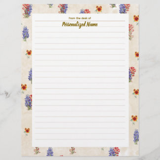 En-tête De Lettre Texas Fleur sauvage Lined