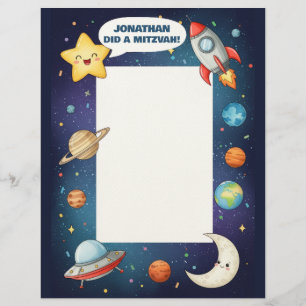 En-tête De Lettre Thème Espace extra-atmosphérique Nom personnalisé
