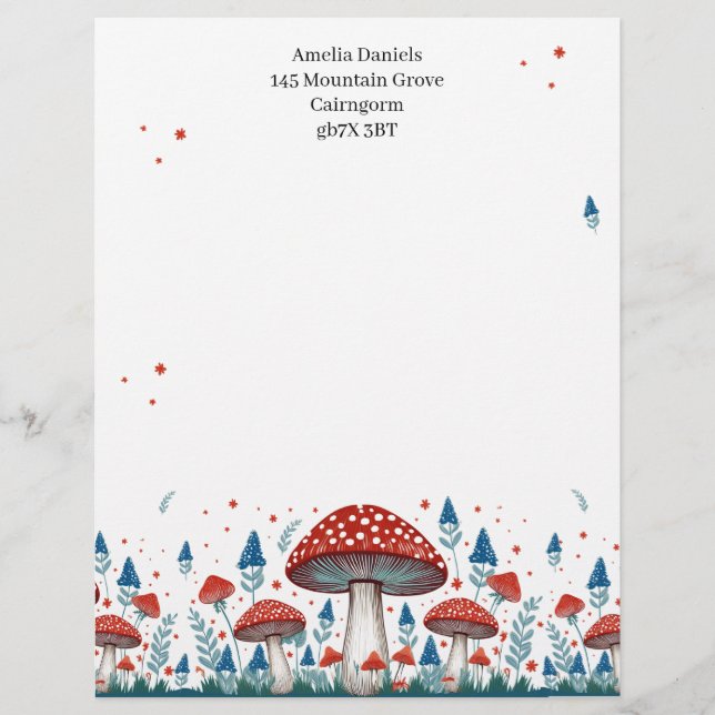 En-tête De Lettre Toadstool Whimsical Personnalisé (Devant)