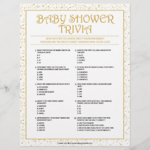 En-tête De Lettre Trivia baby shower [Golden Sparkles]
