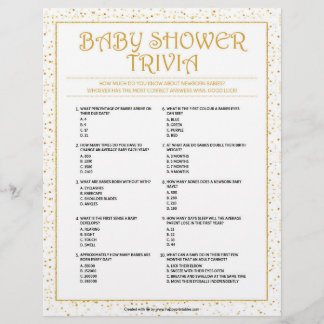En-tête De Lettre Trivia baby shower [Golden Sparkles]