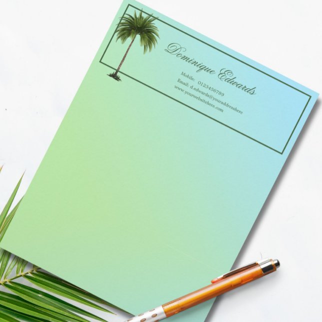 En-tête De Lettre Tropical Palm Tree Green Moderne Professionnel (Créateur téléchargé)
