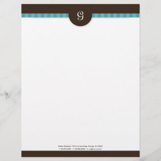 En-tête de lettre turquoise moderne de monogramme