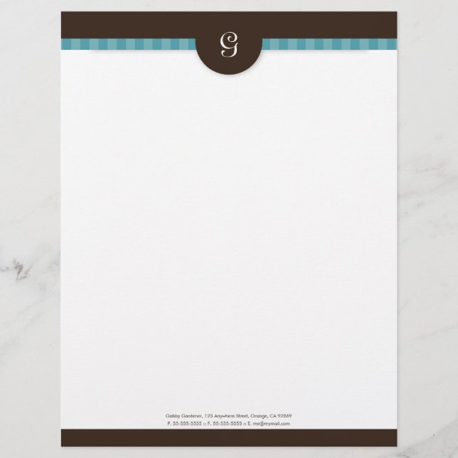 En-tête de lettre turquoise moderne de monogramme (Devant)