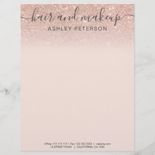 En-tête De Lettre typographie élégante rose blush or parties scintil