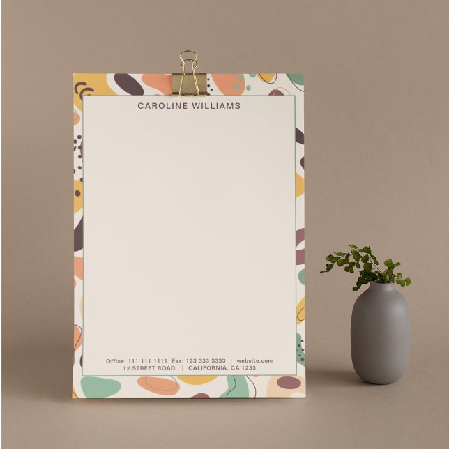 En-tête De Lettre Unique Abstrait couleur Motif Nom du monogramme (Créateur téléchargé)