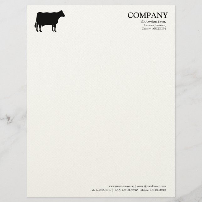 En-tête De Lettre Vache noire - blanc (senti) (Devant)