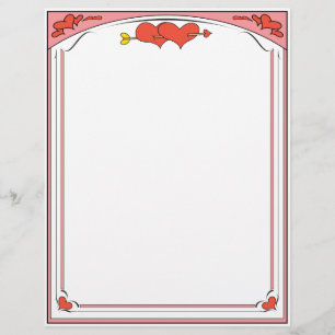 En-tête de lettre Valentine Hearts