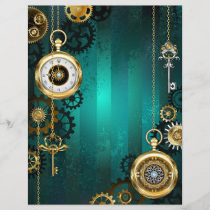 En-tête De Lettre Veille bijoux Steampunk sur un Arrière - plan vert