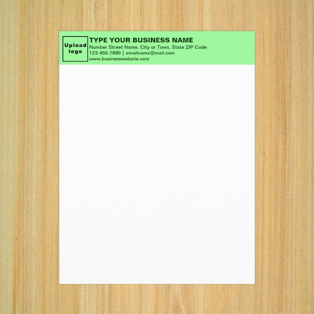 En-tête de lettre vert clair d'entreprise sur feui (Business light green letterhead on paper sheet.)