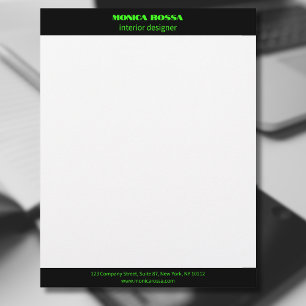 En-tête de lettre vert néon moderne simple profess