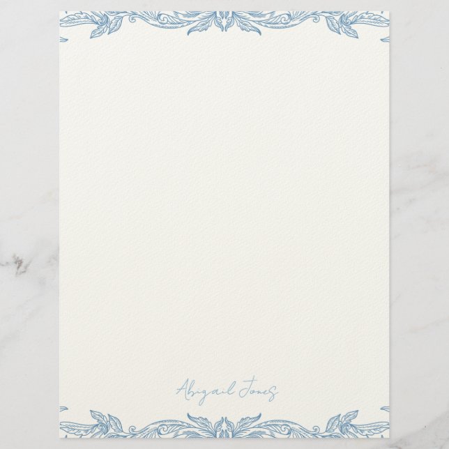 En-tête De Lettre Vintage Blue Personalized Script Name (Devant)