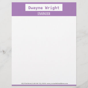En-tête De Lettre violet minimaliste violet et blanc