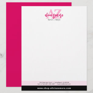 En-tête De Lettre Viva Modern Magenta Bold Chic élégant rose Personn