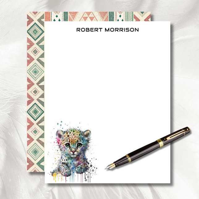 En-tête De Lettre Watercolor Leopard Elegant Business Stationery  (Créateur téléchargé)