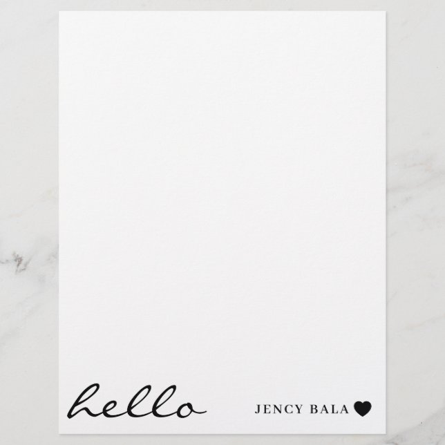 En-tête De Lettre White Minimal Heart | Simple Modern Hello Design (Devant)
