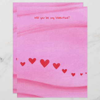 En-tête De Lettre Will you be my Valentine, heart themed stationery
