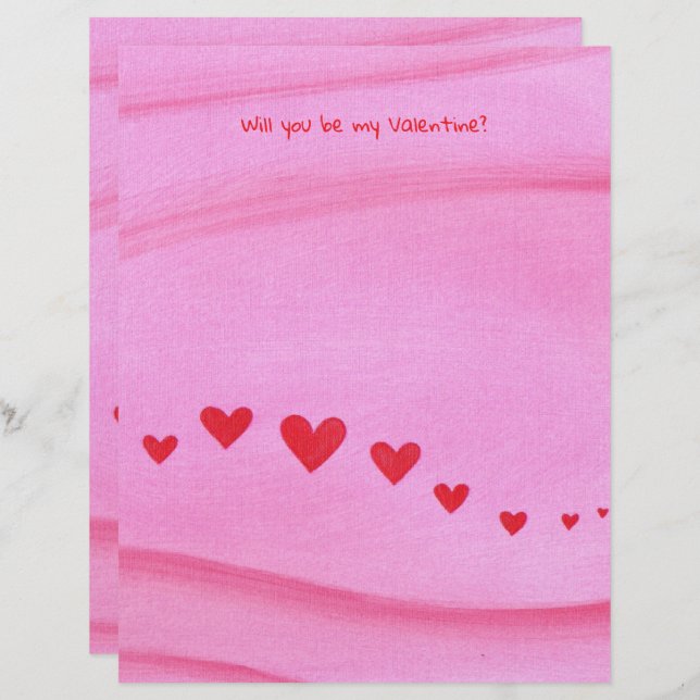 En-tête De Lettre Will you be my Valentine, heart themed stationery (Devant / Derrière)