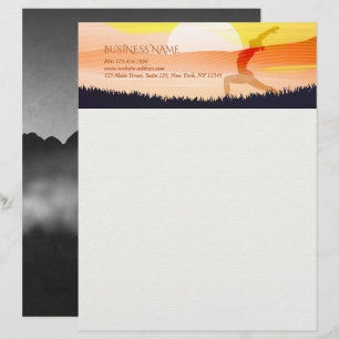 En-tête De Lettre Yoga Instructeur Sun Salutation Crescent Moon Pose