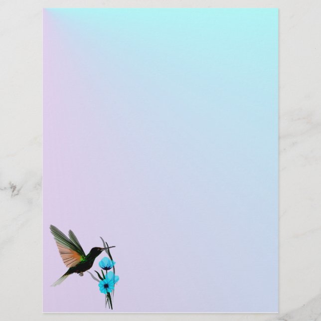 En-tête de papier-lettres vert Hummingbird-Blue Fl (Devant)