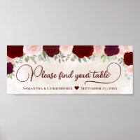 En-tête de tableau de Mariage floral rouge et rose