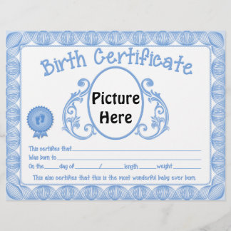 En-tête du certificat de naissance de bébé garçon
