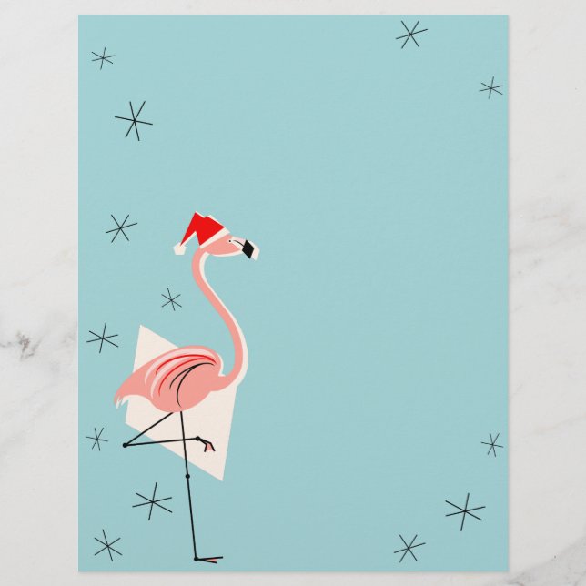 En-tête Flamant rose Père Noël bleu (Devant)