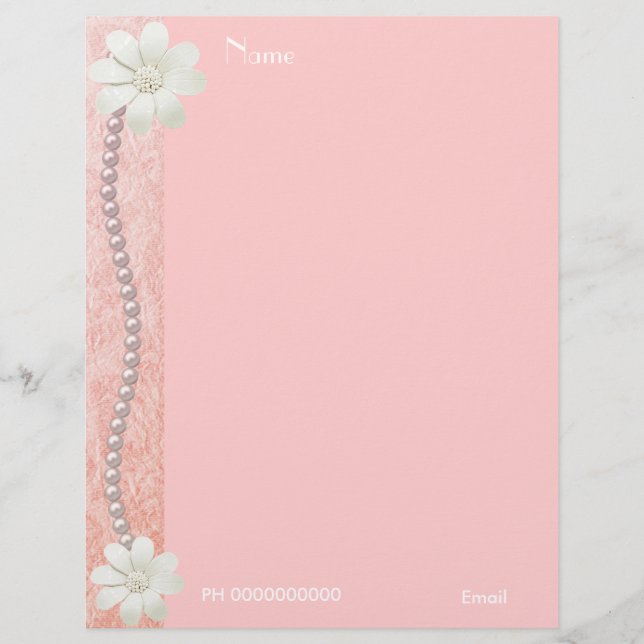 En-tête Fleur Bijou Perles Bordure Rose 2 (Devant)