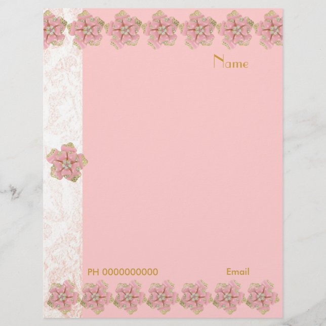 En-tête Fleur Bijou Rose Bordure 2 (Devant)