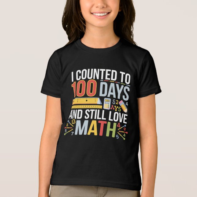 En Tri-matière 100e jour de l'école T-shirt - Fun Math Célébratio (Recto)