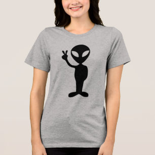 En Tri-matière Alien, donnant un signe de paix, T-shirt