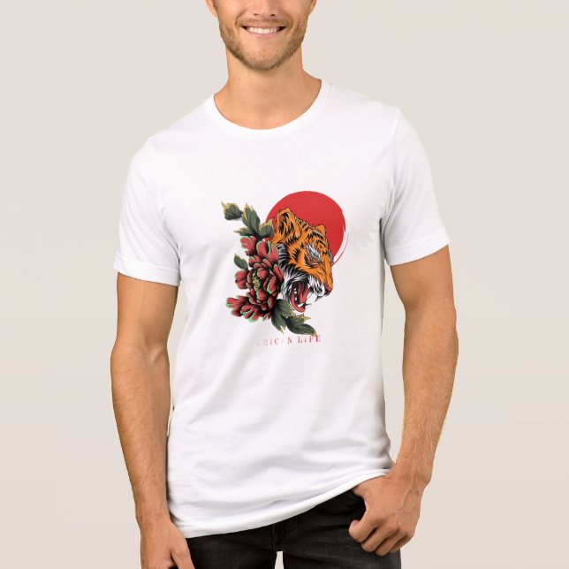 En Tri-matière American Life - T-shirt Tiger & Peony Sun (Recto)