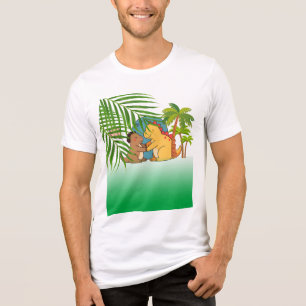 En Tri-matière Amis de dinosaures mignons dans la jungle T-shirt