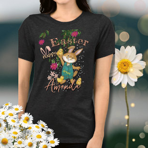 En Tri-matière Aquarelle Joyeux T-shirt lapin de Pâques