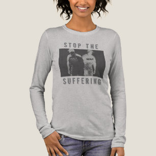 En Tri-matière "Arrêtez la souffrance" T-shirt de guerre noir gri