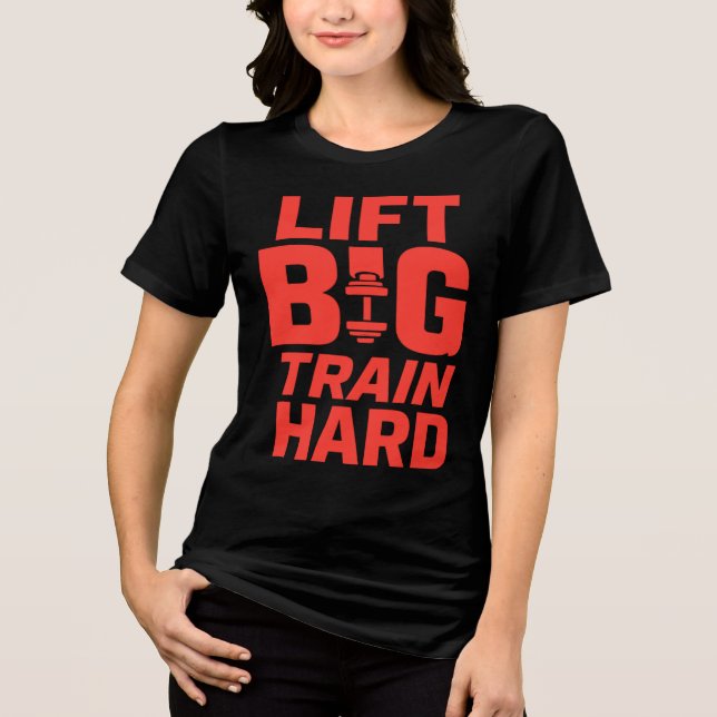 En Tri-matière Ascenseur Grand Train Dur - T-Shirt Motivation Gym (Recto)