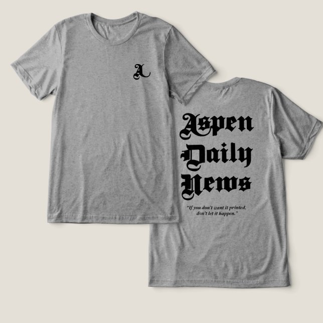En Tri-matière Aspen Daily News T-shirt gris homme (Design Recto & Verso)