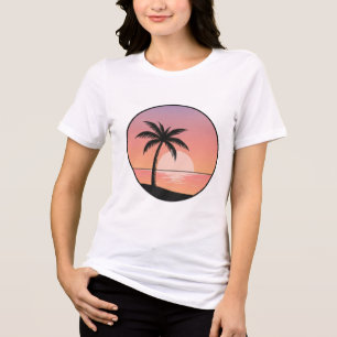 En Tri-matière Badge de plage au coucher du soleil – T-Shirt trop