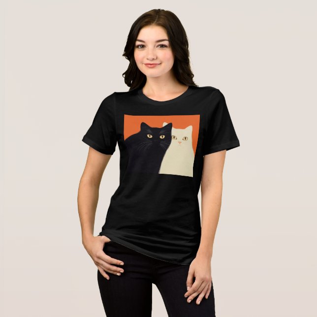 En Tri-matière Black & White Cat T-shirt (Recto plein)