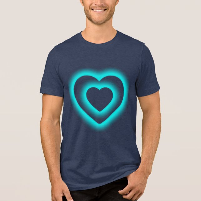 En Tri-matière Blue Heart Bella Canvas Tri-blend T-Shirt (Recto)