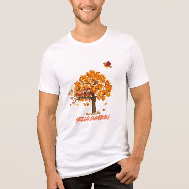 En Tri-matière "Bonjour Citrouille mignonne Automne T-shirt Hallo (Recto)