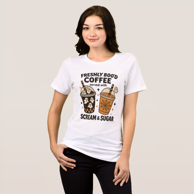 En Tri-matière Café Boo’d frais T-shirt Halloween -mignon fantôme (Recto plein)